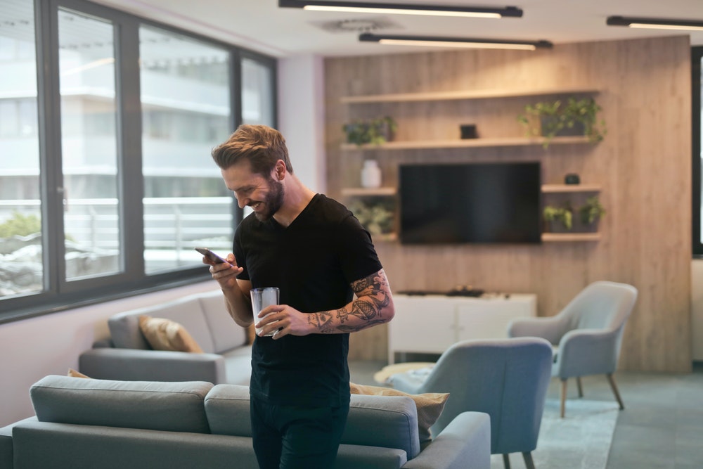 A Man Texting