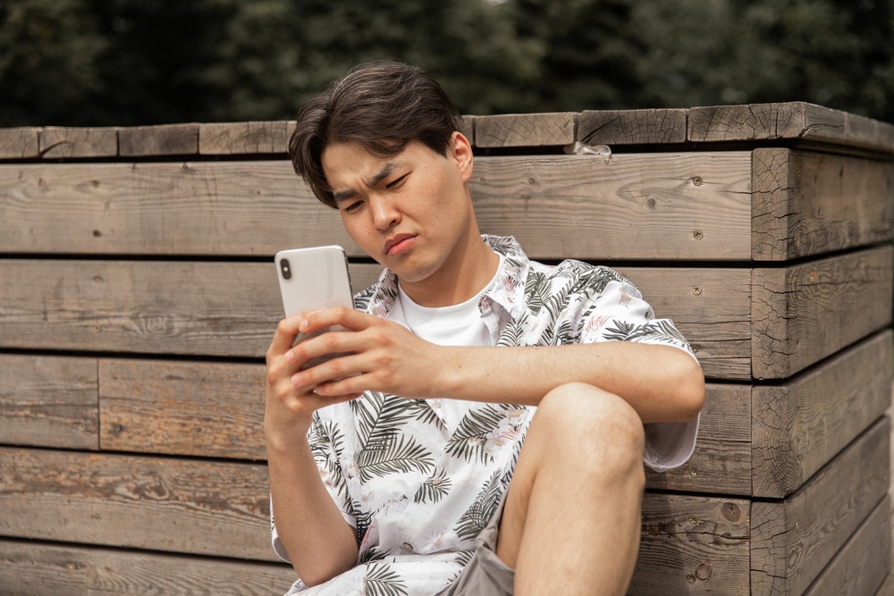 Man Anxious With Texting